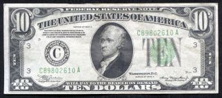 1934 - A $10 Ten Dollars Frn Federal Reserve Note Philadelphia,  Pa Xf