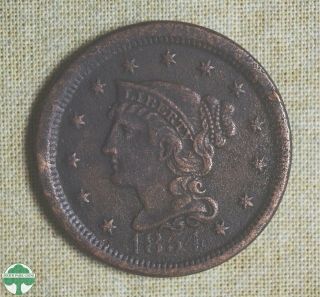 1854 Braided Hair Large Cent - Fine Details