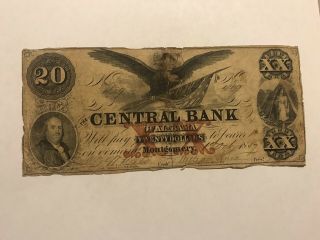 1857 The Central Bank Of Alabama 10 Dollar Obsolete Currency
