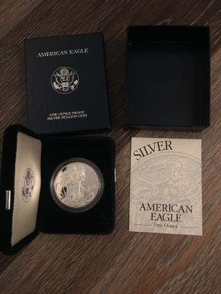 2001 - W Silver American Eagle Silver $1 One Dollar One Ounce Proof Bullion W/box