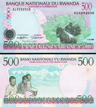 Rwanda 500 Francs.  1998 Uncirculated P - 26