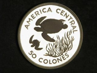 Costa Rica 1974 50 Colones Sea Turtle Silver Crown Proof