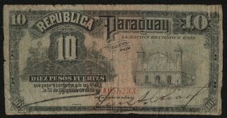 Paraguay (p144) 10 Pesos L.  1920 Vg,