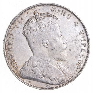 World Coin - 1907 Straits Settlements 1 Dollar - World Silver Coin - 20.  3g 033