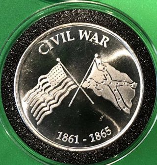 Civil War Flags 1861 - 1865 Collectible Coin 1 Troy Oz.  999 Fine Silver Round 999