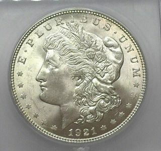 1921 - D Morgan Silver Dollar Icg Ms65 Lists For $250 Blast White