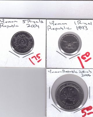 From Show Inv.  - 3 Unc Coins From The Yemen Republic (3 Denominations)