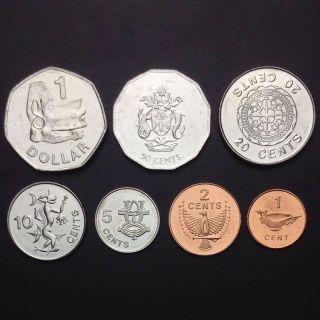 [s - 1] Solomon Islands Set 7 Coins,  1,  2,  5,  10,  20,  50 Cents,  1 Dollars,  2005,  Unc