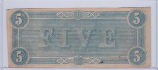 Feb 17 1864 Richmond VA CSA Confederate $5 Five Dollars Note | Cs - 69 2
