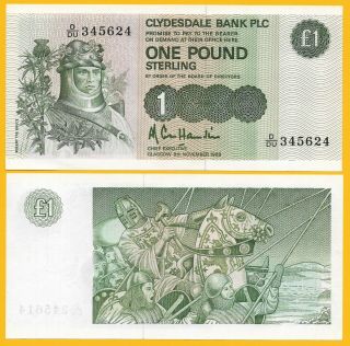 Scotland 1 Pound P - 211d 1988 Clydesdale Bank Unc Banknote