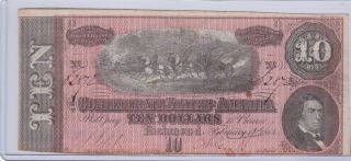 Feb 17 1864 Richmond Va Csa Confederate 10 Dollars $10 Note | Cs - 68
