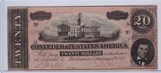 Feb 17 1864 Richmond Va Csa Confederate Twenty Dollar $20 Note | Cs - 67