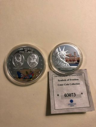 American Silver Plated Commemorative Coins - Liberty And Civil War Set Of 2