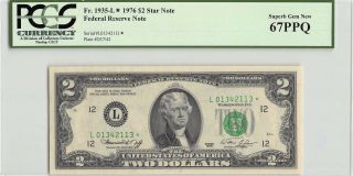 United States 1976 Fr.  1935 - L Pcgs Gem Unc 67 Ppq 2 Dollars Sf Star