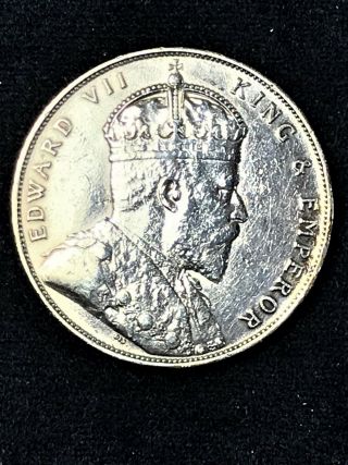 1909 Malaysia Straits Settlements $1 One Dollar.  900 Silver Coin.  Edward VII 3
