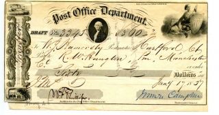 1857.  Post Office Check.  Hartford Ct.