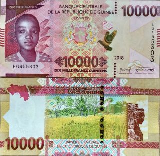 Guinea 10000 10,  000 Francs 2018 / 2019 P Unc Nr