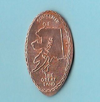 (c) Souvenir Of Alaska The Great Land State Outline.  Penny
