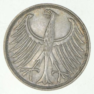 Roughly Size Of Quarter - 1965 Germany 5 Deutsche Mark - World Silver Coin 132