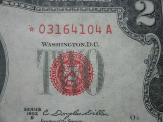 1953b $2 Star Note Red Seal Unc Legal Tender Star Note 0316 4104 A