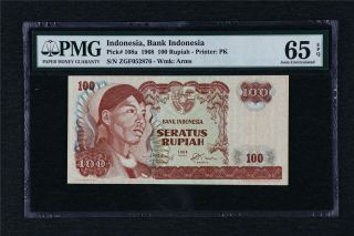 1968 Indonesia Bank Indonesia 100 Rupiah Pick 108a Pmg 65 Epq Gem Unc
