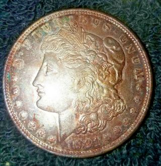 1921 P Morgan Silver Dollar Bu W/ Rich Brown Toning