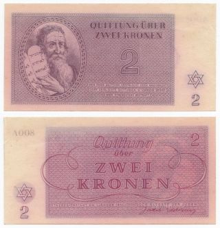 Czechoslovakia,  Theresienstadt,  2 Kronen 1943,  Xf/aunc