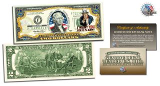 $2 Usa Army Uncle Sam Colorized 2 Dollar Bill Legal Tender Us Gift Currency