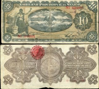 Mexico 10 Pesos 1914 P S1107 Circulated Heavy