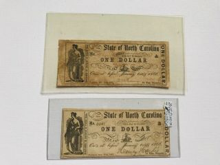 1866 $1 One Dollar The State Of North Carolina Raleigh,  Nc Obsolete Includes 2