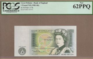 Great Britain: 1 Pound Banknote,  (unc Pcgs62),  P - 377b,  1981 - 84,