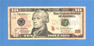 2004 A $10 Federal Reserve Star Note,  L 12,  San Francisco (2103)