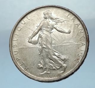 1963 France French Large Silver 5 Francs Coin W La Semeuse Sower Woman I68209