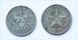 J064 Spain Antillas 20 Centavos 1920.  Silver.