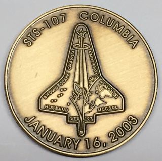 N107 Nasa Space Shuttle Coin / Medal,  In Memory Of Columbia,  Sts - 107