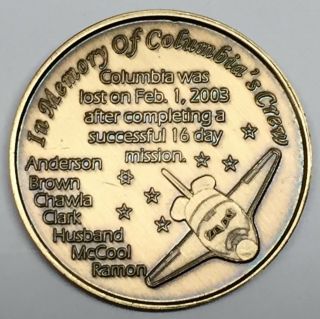 N107 NASA SPACE SHUTTLE COIN / MEDAL,  IN MEMORY of COLUMBIA,  STS - 107 2