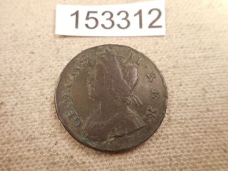 1738 Great Britain Half Penny Collector Grade Album Coin - 153312 Rim Nick