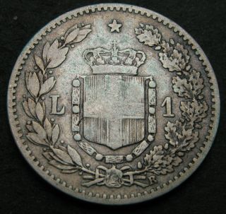 Italy 1 Lira 1884 R - Silver - Umberto I.  - 2427