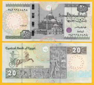 Egypt 20 Pounds P - 65 2017 (date 13.  8.  2017) Unc Banknote