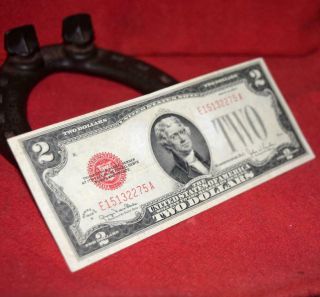 Old Big Large Red Seal Double Dated 1928 - G Off Center Us Two Dollar Bill Note 2