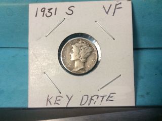 1931 - S Mercury Silver Dime Key Date Very Fine Details & Eye Appeal