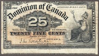 1900 Dominion Of Canada - 25 Cents Bank Note - Fine - Dc - 15a - Ac43