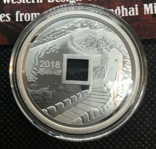 2018 CHINA PHOENIX AND DRAGON 1 OZ.  SILVER PROOF CASH MEDAL MINTAGE 5,  000 w/COA 2