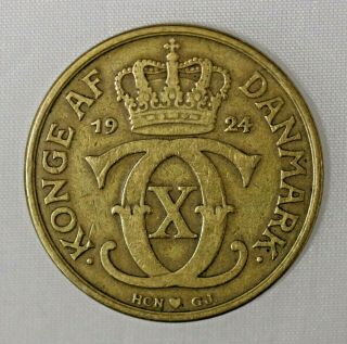 Key Date 1924 Denmark 2 Kroner Coin Km 825