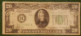 1934 - A $20 Twenty Dollar Us Federal Reserve Note Bank Of York