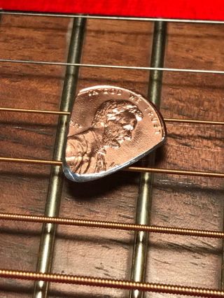 Hand Cut Guitar Pick From A Usa Penny One Cent Coin Hand Cut And Polished