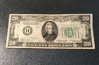 1934 - A $20 Twenty Dollar Bill United States Reserve Note York 1934a