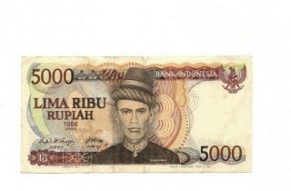 Bank Of Indonesia 5000 Rupiah 1986 Vf