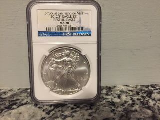2012 $1 American Silver Eagle Ngc Ms70 First Releases