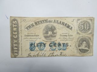 Jan 1st 1863 State Of Alabama 50 Cent Fractional Note